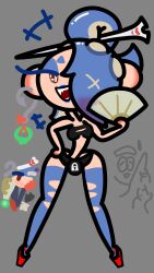 1futa black_panties black_top blue_hair blue_leash blue_lipstick blue_mascara cutie earring edit edited_art edited_image fan futa_only green_skull hair_over_one_eye happy_futa heel_boots light_skinned_futa long_socks looking_at_viewer lt-snivy null_bulge open_mouth ponytail red_eyes red_shoes seductive_pose sexy shiver_(splatoon) small_ass small_breasts splatoon splatoon_3 tight_panties