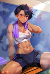 1girls 4ny_studio ai_generated anime breasts copyright_request erect_nipples female female_only gamer_girl getting_inside green_eyes green_hair hand_on_desk headphones_only hisato_azuma human human_female indoors light-skinned_female light_skin looking_at_viewer pink_nipples solo solo_female suggestive suggestive_gesture