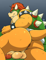 1boy anus ass backsack balls bowser clamcrusher koopa looking_at_viewer looking_back male male_only mario_(series) muscular muscular_male nintendo nipples penis pinup pose presenting presenting_hindquarters reptile scalie shell solo spikes tail testicles turtle video_games yellow_scales