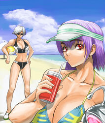 ayane_(doa) beach bikini christie_(doa) dead_or_alive gigantic_breasts ibanen