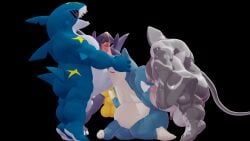 3d anthro anus ass belly big_man_(splatoon) erection feet garchomp gay handjob kneeling male male_only masturbation moobs oral oral_penetration orgy overweight pecs pectorals penis pokemon pokemon_(species) sharpedo shiny_skin snorlax splatoon tail thatsillyguy tiptoes