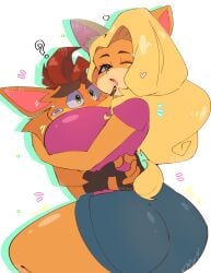 big_ass big_breasts crash_(series) crash_bandicoot cuddling hug no_desi1 tawna_bandicoot thicc_ass wholesome