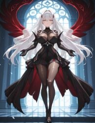 ai ai_art ai_assisted ai_generated big_ass big_breasts black_clothing clothed genshin_impact goddess ronova_(genshin_impact) white_hair