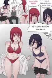 1futa 2girls 3girls bra chainsaw_man comic futanari futanari makima_(chainsaw_man) manga panels panties pulling_down_pants quanxi_(chainsaw_man) reze_(chainsaw_man) sitting threesome underwear undressing yuri