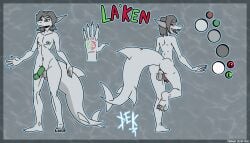 anus ass balls destruteka feet fish genitals hand_tattoo hi_res marine model_sheet penis presenting presenting_hindquarters shark tail tattoo teeth wide_hips