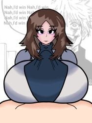 beat_banger boobjob breasts cs3kv2 female jujutsu_kaisen lab_coat meme_reference nah_id_win satoru_gojo shoko_ieiri straight tired