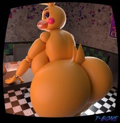 1girls 3d 3d_(artwork) animatronic ass ass_focus big_ass big_breasts bubble_ass bubble_butt female five_nights_at_freddy's fnaf furry looking_at_viewer looking_back runaboo_chica sideboob solo t-bone589 t-bone_(artist) tagme toy_chica_(fnaf)