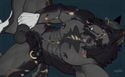 2025 abs anthro balls big_muscles big_pecs big_penis biped black_body black_fur black_nipples black_penis canid canine canis deaddragonp digital_media_(artwork) facial_piercing fangs fur genital_piercing genitals golden_markings grey_balls grey_hair hair humanoid_genitalia humanoid_penis male male_anthro mammal multicolored_body multicolored_fur muscles muscular muscular_anthro muscular_male nipple_piercing nipples nose_piercing nose_ring pecs penis penis_piercing piercing prince_albert_piercing ring_piercing solo teeth vein veiny_penis white_body white_fur wolf yellow_eyes