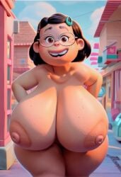 1girls ai ai_generated alternate_body_type areolae belly big_ass big_breasts big_breasts big_hips big_thighs black_hair black_hair_female breasts breasts breasts_bigger_than_head chubby chubby_female curvy dark_hair disney female female female_only glasses hips huge_ass huge_breasts human hyper_breasts leaning_forward light_skin looking_at_viewer mei_lee mei_lee_(human) naked nipples nude nude_female pixar short_hair smiling solo thick_thighs tongue_out turning_red voluptuous