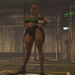 3d ax_ar1 blonde_hair busty female female_focus female_only full_body hourglass_figure mortal_kombat sonya_blade tagme wide_hips