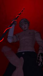 cock_out horny_male looking_at_viewer male_only pole ready_for_sex shirtless_male vrchat vrchat_avatar