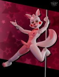 3d_(artwork) absurd_res animatronic anthro balls canid canine digital_media_(artwork) five_nights_at_freddy's fox funtime_foxy_(fnaf) funtime_foxy_(fnafsl) fur genitals hair hi_res humanoid_genitalia looking_at_viewer machine male mammal melongoat3d nipples nude penis robot scottgames solo tail