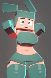 3d 3d_(artwork) android big_breasts blue_clothing blue_hair breasts clothed clothing coresvoid female hair huge_breasts humanoid jenny_wakeman looking_at_viewer looking_down machine microsoft minecraft mojang my_life_as_a_teenage_robot nickelodeon not_furry open_mouth robot robot_humanoid short_shorts simple_background solo thick_thighs white_body wide_hips xbox_game_studios xj-9