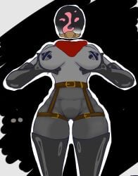 1girls 2020s 2024 big_breasts breast_grab breasts deadlock female female_only grey_skin hi_res oliwun paradox_(deadlock) solo standing tape taped_nipples thick_thighs thighs valve