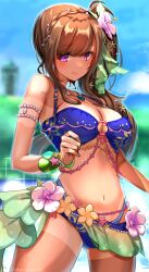 big_breasts d4dj decoration manawanaman2nd mizushima_marika outdoors swimsuit tan_body tan_lines