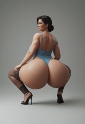 1girls 3d ai_generated ass ass_bigger_than_head ass_focus background bare_shoulders big_ass big_booty big_booty_latina big_bottom big_butt big_butt_cheeks big_buttocks blue_leotard booty bottom_heavy brown_hair bubble_ass bubble_butt buttocks colossal_ass curvy curvy_ass dat_ass enormous_ass gigantic_ass gray_background hair_bun high_heels huge_ass hyper_ass large_ass latina latina_female latina_milf legwear leotard looking_sideways massive_ass milf phat_ass rear_view short_hair simple_background solo solo_female solo_focus squatting tagme wide_hips