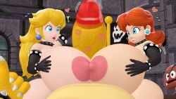 1boy 2girls 3d bowser dra111_(artist) dragon316 huge_breasts huge_cock light-skinned_female mario_(series) multiple_girls paizuri penis princess_daisy princess_peach tagme