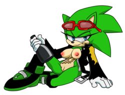 1girls breach_the_hedgehog breasts exposed_torso female footwear handwear hedgehog humanoid leatherruffian nipples outerwear pussy rule_63 scourge_the_hedgehog sonic_(series) vagina