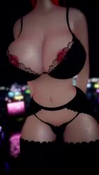 3d animated black_bra black_panties black_stockings bouncing_breasts glossy_body large_breasts mp4 no_sound rebel_(vtuber) rebel_vr solo tagme that_one_rebel video