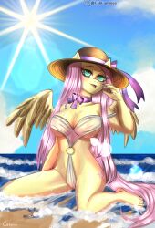 beach bronie caliluminos fanart fluttershy_(mlp) my_little_pony pegasus pony ych