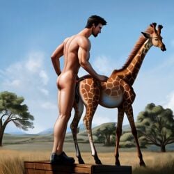 ai_generated animal dezgo_ai feral giraffe human_penetrating human_penetrating_feral outdoors self_upload