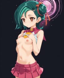 1girls ai_generated breasts hypnosis kotori_mizuki mind_control nipples shirt_lift skirt small_breasts solo tori_meadows yu-gi-oh!_zexal