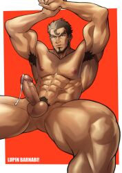 abs alpha_male armpit_hair balls bara beard biceps big_balls big_penis cum daddy dilf erection gazef_stronoff lupin_barnabi male male_nipples male_only male_pubic_hair manly mature_male muscular_male nipples nude overlord_(maruyama) pecs penis