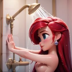 ai_generated ariel ariel_(the_little_mermaid) digital_media_(artwork) disney disney_princess naked nsfw nude red_hair rule_34 shower the_little_mermaid