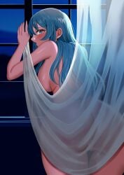 1girls against_glass arm_support ass back backboob bare_arms bare_back bare_thighs bent_over blue_eyes blue_hair blush breast_press breasts completely_nude covering covering_crotch curtains eirika_(fire_emblem) exhibitionism female female_only fingering fingering_self fire_emblem fire_emblem:_the_sacred_stones from_behind hair_between_eyes indoors large_ass large_breasts looking_at_viewer looking_back masturbation night nintendo nude nude_female pussy pussy_juice see-through solo standing stealth_masturbation tara_(szzj7733) thick_thighs thighs vaginal_penetration very_long_hair window