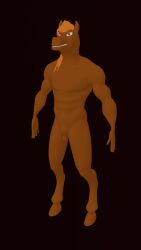 animal_genitalia animal_penis anthro bigkrillis equid equine equine_genitalia equine_penis genitals hi_res horse male mammal muscular muscular_anthro penis solo unfinished
