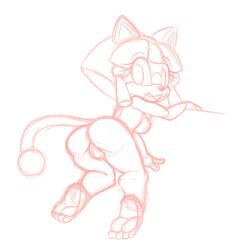 1girls 2014 anthro ass breasts cat feline female francine_manx fur furry leatherruffian mammal monochrome samurai_pizza_cats sketch solo tail