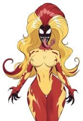 female_only hourglass_figure humanoid medium_breasts monster_girl scream_(spider-man) simple_background symbiote