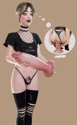 1boy 3d big_dildo black_legwear chastity_cage chastity_device choker crossdressing cum dildo dildo_sitting femboy feminization flat_chastity_cage huge_dildo leaking_chastity little_penis male nr983d sex_toy sissy small_penis stockings thighhighs x-ray