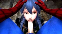 animated blowjob cowman crossover eastern_and_western_character fellatio female female_focus fire_emblem fire_emblem_awakening gif lucina_(fire_emblem) male marvel marvel_comics nintendo oral penis spider-man straight_hair