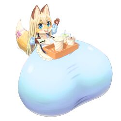 1girls animal_ears anthro anthro_focus anthro_only big_breasts blonde_hair blue_eyes chibi female fox_ears fox_girl fox_tail furry furry_female furry_only gigantic_breasts huge_breasts hyper_breasts large_breasts orange_hair original original_character shortstack solo tail two_tone_hair yu_fox