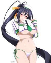 1girls akeno_himejima big_breasts bikini_bottom black_hair cartoony demon female female_only high_school_dxd huge_breasts humanoid ice_cream long_hair magenta_eyes panties render sicnesse solo tagme