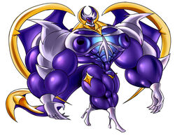 1boy abs bat bulge clothing dragmon feet high_heels lunala male male_only moobs muscular nintendo nipples pokémon_(species) pokemon pokemon_sm pokesuit purple_skin red_eyes solo suit thick_thighs video_games wide_hips wings