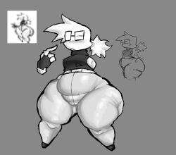 ass ass_focus big_ass big_butt bottom_heavy disembodied_hand fur_ghost ghostfluff0 glasses oc ponytail tagme tagme_(character) thick thick_ass thick_legs thick_thighs thighs