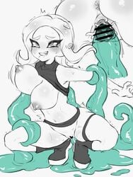 agent_8_(octo_expansion) agent_8_(splatoon) anus areolae ass blush bouncing_breasts breasts consensual_tentacles drooling erect_nipples female jtveemo large_breasts nintendo nipples octoling octoling_girl pussy restrained sex smile splatoon splatoon_2 splatoon_2:_octo_expansion spread_legs sweat tentacle tentacle_sex tentacles