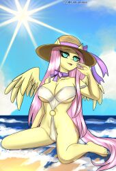 beach bronie caliluminos fanart fluttershy_(mlp) my_little_pony pegasus pony ych