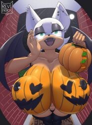 big_breasts condom halloween huge_breasts revifrry rouge_the_bat sonic_(series) trick_or_treat