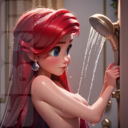 ai_generated ariel ariel_(the_little_mermaid) digital_media_(artwork) disney disney_princess naked nsfw nude red_hair rule_34 sb3d shower sna1lb0p the_little_mermaid