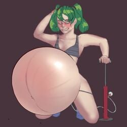 air_inflation animated belly_expansion belly_inflation big_belly bike_pump bursting bursting_belly green_hair inflation internal_bursting mp4 obrak2264 oc pop popping pump pumping sound tagme video