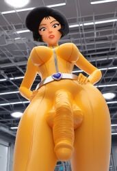 1futa 3d ai_generated alex_(totally_spies) balls big_balls big_penis bodysuit bulge bulge_through_clothing dark-skinned_female dark-skinned_futanari dark_skin futa_only futanari penis penis_bulge short_hair testicles tight_bodysuit tight_clothes tight_clothing totally_spies