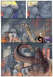 2021 animal_genitalia balls chayason8 comic female godzilla godzilla_(series) gojirag kaiju male male/female massive_unidentified_terrestrial_organism monster monsterverse muto_(godzilla) muto_female_(godzilla) open_mouth shin_godzilla simple_background straight toho