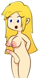 1futa big_breasts blonde_hair blue_eyes doodle female futa_only futanari hands_behind_back intersex long_hair long_penis nipples nude puffy_nipples pussy shocked smile solo testgril testicles