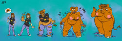 anthro belly big_belly big_breasts breasts clothing comic dizzy_demon female mammal mammoth overweight proboscidean pussy solo transformation wardrobe_malfunction weight_gain