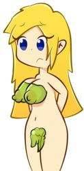 big_breasts blonde_hair blue_eyes covered_nipples covered_pussy doodle female hands_behind_back long_hair nude sad_face slime smile solo testgril