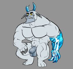 1boy 4_fingers anthro balls bone claws danny_phantom frostbite_(danny_phantom) glass0milk horn humanoid_penis ice male male_focus male_only monster muscular muscular_male navel nude penis solo uncut yeti