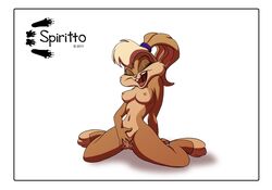 1girls anthro female fingering fingering_pussy fingering_self fur furry lola_bunny looney_tunes mammal masturbation nude pussy rabbit solo solo_female spiritto